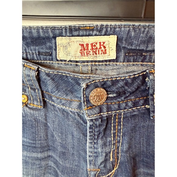 MEK Denim New Oaxaca Bootcut Jeans Women's Size 28/34 Blue Wash Distressed - Picture 3 of 12